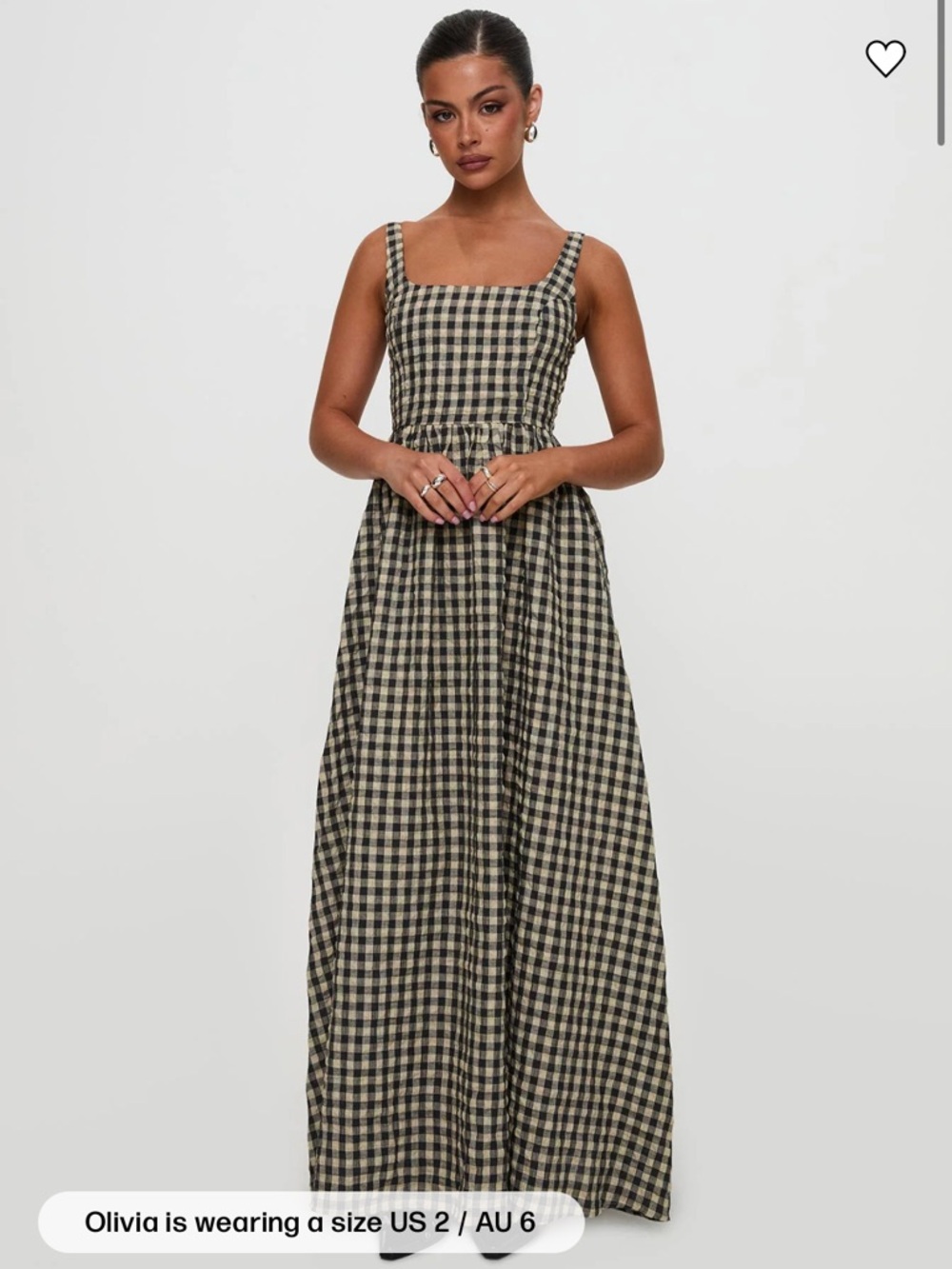 Princess Polly Black and Cream Gingham Maxi Dress